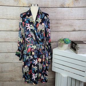 Banana Republic Satin Floral Tropical Sleep Robe Size Medium